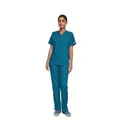 Image of Cherokee Women Woman Scrub Top Originals Medical Clothing with Pockets V Neck WWE4700 Caribbean Blue XS