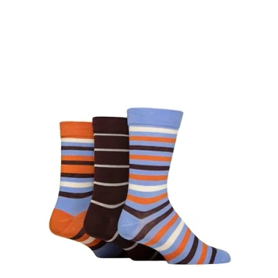Image of Mens 3 Pair SOCKSHOP Comfort Cuff Gentle Bamboo Striped Socks with Smooth Toe Seams Crisp Winter 7 11