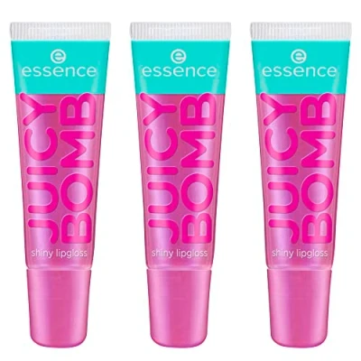 Image of essence Juicy Bomb Shiny Lip Gloss No. 105, Multicoloured, Shiny, Radiant Fresh, Shimmering, Vegan, Alcohol Free, Paraben No Microplastic Particles, Pack of 3 (3 x 10 ml)