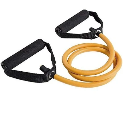 Image of 1ne Fitness® Resistance Exercise Bands Set with Handles Elastic Stretch Tubes Cords For Fitness Workout Training Heavy Duty Quality Stretching Tube Loop Band Toffee 80lbs