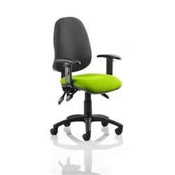 Image of Eclipse Plus III Lever Task Operator Chair Black Back Bespoke Seat with Height Adjustable Arms In Myrrh Green