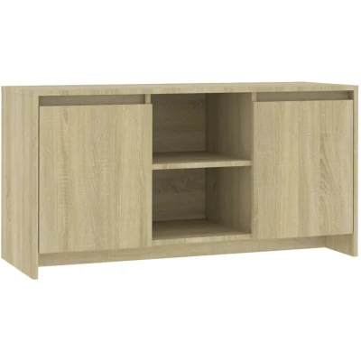 Image of vidaXL Engineered Wood TV Cabinet with Storage Compartments, Sonoma Oak, Ideal for Living Room or Bedroom Minimalistic Design
