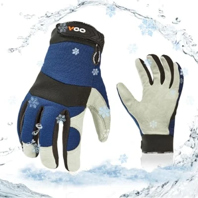 Image of Vgo... Winter Work Gloves Men, 32℉ or above 3M Thinsulate C40 Lined Pigskin Leather Warm Cold Storage Frozen Safety Working Gloves,1 Pair