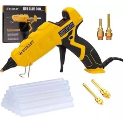 Image of Full Size Heavy Duty Industrial Hot Glue Gun, 60/100w Dual Power &amp; Nozzle, Free 20 Sticks Pack (15x11cm) High Heating Temp Gun Suitable for DIY Arts,Crafts,Home Repairs UK Plug