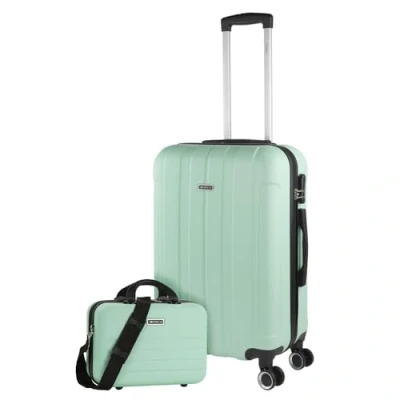Image of ITACA Rigid Cabin Suitcase Travel Small with Wheels ABS Hand Luggage Case Telescopic Handle Lightweight Combination Lock in 55cm Size, Mint