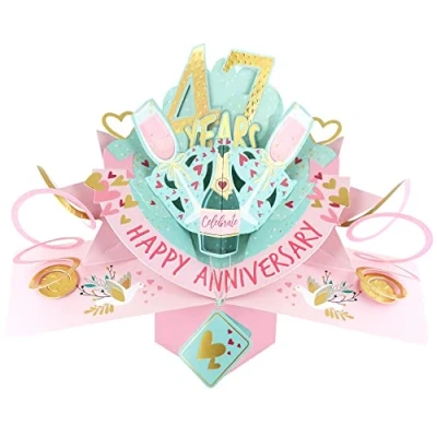 Image of 47 Years Happy 47th Anniversary Pop Up Greeting Card Love Kate&#039;s 3D Cards POP216MC47