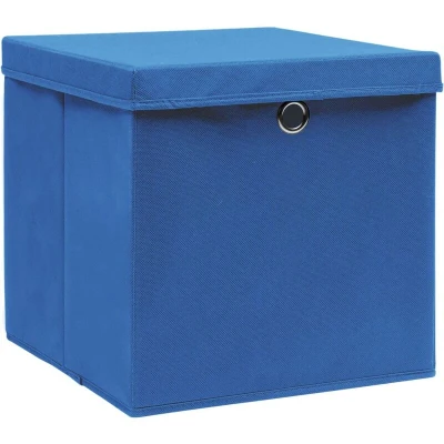 Image of vidaXL Storage Boxes with Covers 4 pcs 28x28x28 cm Blue