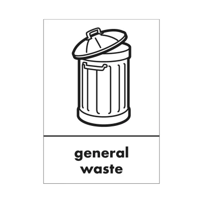 Image of A5 Sign Self Adhesive General Waste (Pack of 5) Y7321004
