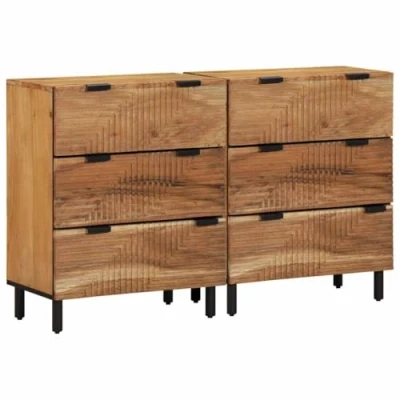 Image of vidaXL Sideboards 2 pcs Brown 60x33x75 cm Solid Wood Acacia