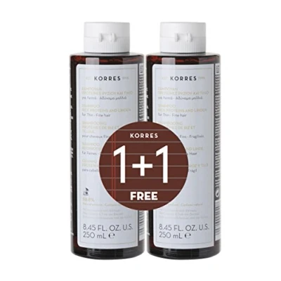 Image of 2 Korres Herbs Rice Proteins and Linden Shampoo x 250ml (thin &amp; fine hair)