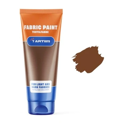 Image of 7 Artists Acrylic Brown Fabric Paint 60 ml Permanent for Clothes Non Toxic Silk Children &amp; Textile Paints Easy Washed Hands