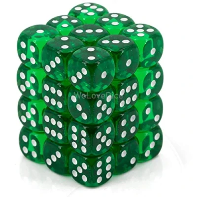 Image of Chessex Says: D6 CHX23805 12mm Translucent Green/White (36)