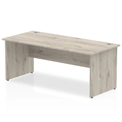 Image of Impulse 1800 x 800mm Straight Desk Grey Oak Top Panel End Leg
