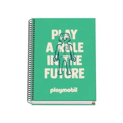 Image of DOHE A5 Squared Notebook Spiral Binding, 100 Sheets of 90 g/m², 5 mm Squares, Hardcover, Playmobil Green Future, School Supplies