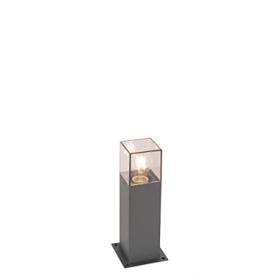 Image of Qazqa Modern Standing Outdoor Pole I Bollard Post lamp 30 cm Dark Gray IP44 Denmark Garden Suitable for LED E27 1 Light Aluminium