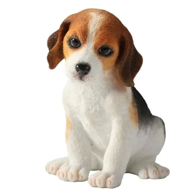 Image of Veronese Design 3 1/2 Inch Beagle Puppy Sitting Head Tilted Left Resin Statue Hand Painted Animal Figurine