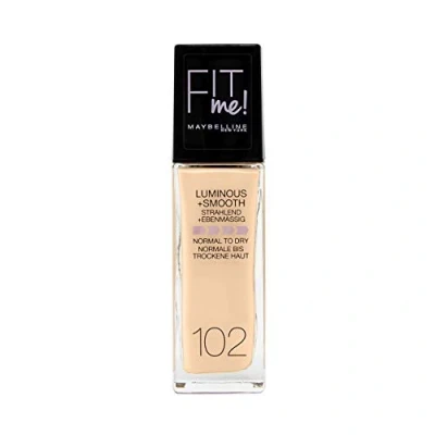Image of Maybelline New York Fit Me! Make Up, Foundation with SPF18, For Flawless Skin, All Skin Types, No. 102 Fair Ivory, 30 ml