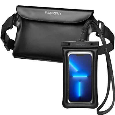 Image of Spigen Aqua Shield Waterproof Dry Bag and Phone Pouch, [Quad Seal Tech] IPX8 Bags with Adjustable Waist Strap for Swimming, Paddle Boarding, Fishing, Kayaking Black