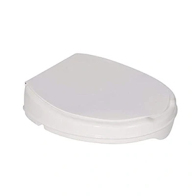 Image of Homecraft Savanah Raised Toilet Seat with Lid, 5.08cm (2 in.) High, Elevated Locks Onto Toilets Sturdy Brackets, Portable Assistance for Elderly, Disabled, &amp; Limited Mobility