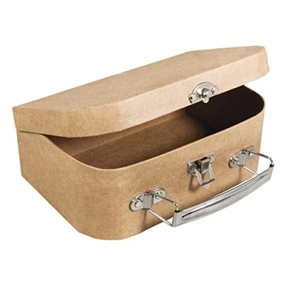 Image of Rayher 67205000 Papier Mache Suitcase with Metal Handle, Sturdy Cardboard Carrying Case for Crafting, 18 x 12 6.5 cm