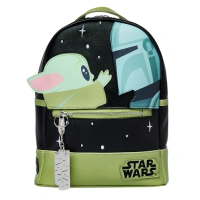 Image of Star Wars Backpack The Mandalorian &amp; Grogu Bag Premium Women’s Handbag Mini Backpacks For Women One Size Black