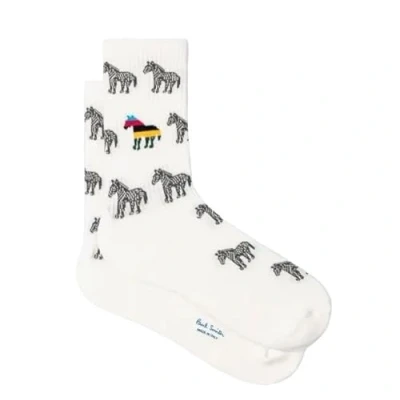 Image of Paul Smith PS Enzo Zebra White Socks. One Size