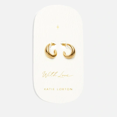 Image of Katie Loxton With Love Signet 18 Karat Gold Plated Hoop Earrings