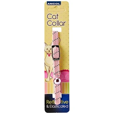 Image of Ancol Reflective Softweave Elastic Cat Collar Pink