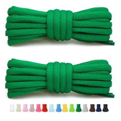 Image of Stepace 1/4&quot; Oval Athletic Shoelaces [2 Pairs] 39&quot; 63&quot; in 12 Colors Half Round Shoe Laces for Sneakers Green 160