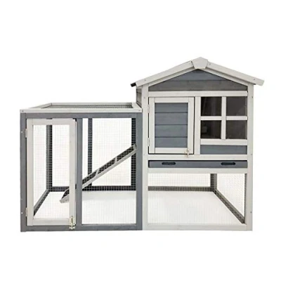 Image of WilTec Rabbit hutch Open enclosure Grey Elevated shelter Spruce wood Bunny
