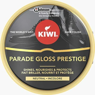 Image of Kiwi Shoe Polish, Parade Gloss Prestige Shine, Renew, Protect &amp; Nourish Leather Shoes, Neutral, 50 ml, Pack of 12