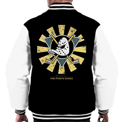 Image of Cloud City 7 The Mighty Ducks Retro Japanese Men&#039;s Varsity Jacket Black/White
