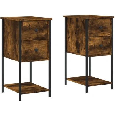 Image of vidaXL Bedside Cabinets 2 pcs Smoked Oak 32x42x70 cm Engineered Wood