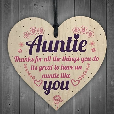 Image of RED OCEAN Aunties Like YOU Auntie Present Shabby Chic Wooden Hanging Heart Aunt Sign Friendship Love Gift