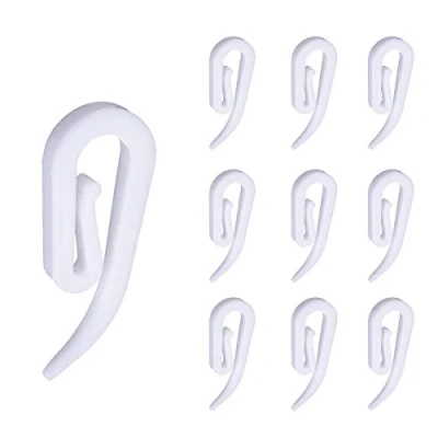 Image of CCUCKY 100 PCS White Plastic Curtain Hooks for Door Curtain, Window and Shower