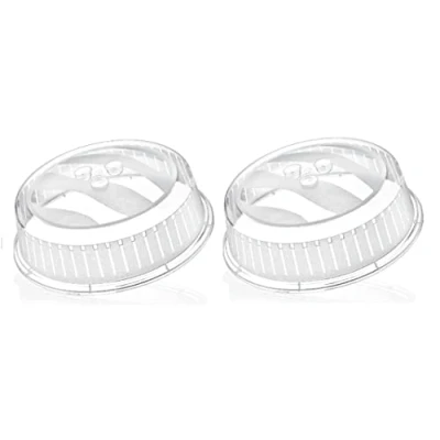 Image of Maestro Craft Pack of 2 Microwave Splatter Guard PP Food Plate Cover With Steam Vents BPA Free Clear Plastic Plates Splash 26Cm