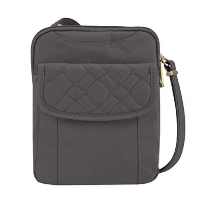 Image of Travelon Anti Theft Signature Quilted Slim Pouch, Smoke