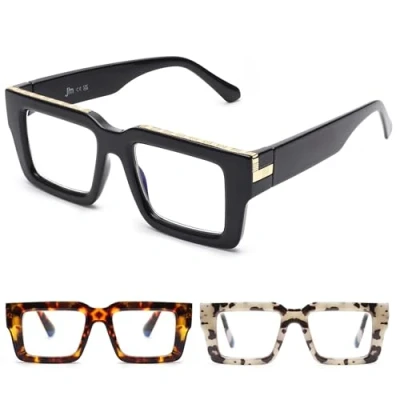 Image of JM 3 Pack Oversized Square Reading Glasses for women men, Blue Light Blocking Computer Readers +1.0