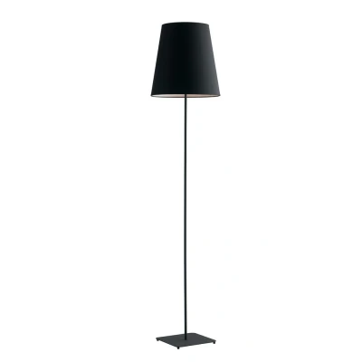 Image of ELVIS Floor Lamp with Tapered Shade Black, Fabric Lampshade 34x155cm