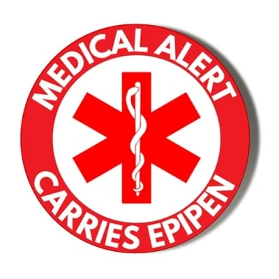 Image of Gift Insanity MEDICAL ALERT RED BACKGROUND CARRIES EPIPEN 45mm Medium Badge