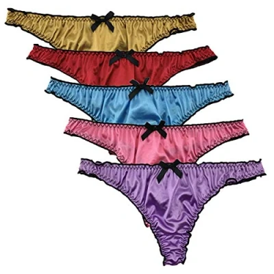 Image of Queen Star Pack of 5 Women&#039;s Satin String Bikinis Knickers (XL)