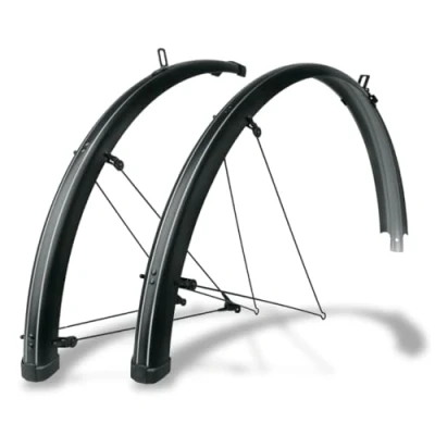 Image of SKS GERMANY BLUEMELS STRIPES 28 Inch 55 Set Mudguard Set, Wheel Guard (Pinstripe Look, Sandwich Construction, Robust and Bend resistant, ASR Safety System, V Struts for Easy Installation), Black