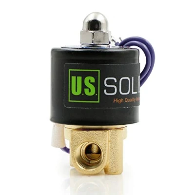 Image of 1/4&quot; Brass Electric Solenoid Valve 12 VDC G Thread Normally Closed VITON. Solid Brass, Direct Acting, Viton Gasket by U.S. Solid.