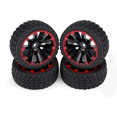 Image of RC Car Tires, 4 Pcs Rubber Tyres Racing Off Road Vehicle Wheel Rim for 1:10 Part(Grain Pattern)