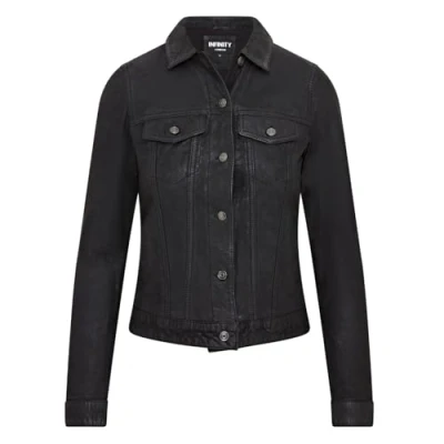 Image of Infinity Leather Womens Black Trucker Jeans Jacket Doha Size 14 UK
