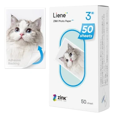 Image of Liene Zink Photo Paper 2x3 Premium Printer (50 Sheets) w/Adhesive Back, Waterproof, Smudge Proof, Tear Instant Compatible w 2x3″ Scrapbook
