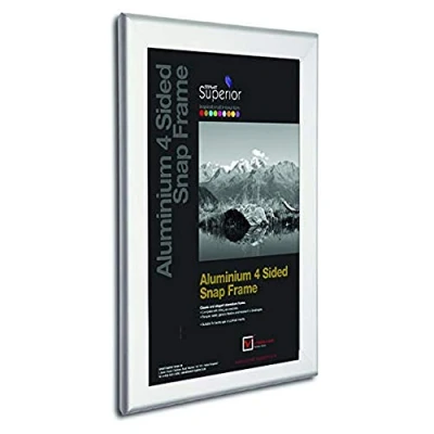 Image of Stewart Superior A4 Aluminium 4 Sided 32mm Front Loading Picture/Poster Snap Frame Silver