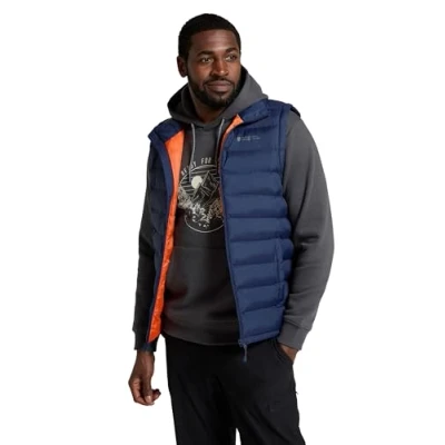 Image of Mountain Warehouse Seasons Mens Padded Gilet Water Resistant Gilet, Body Warmer, Lightweight Jacket, Easy to Store Coat For Spring Summer Travelling, Walking Blue S