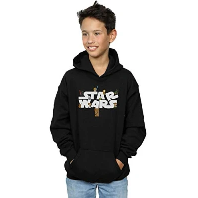 Image of Star Wars Boys Kiddie Logo Hoodie Black 12 13 Years