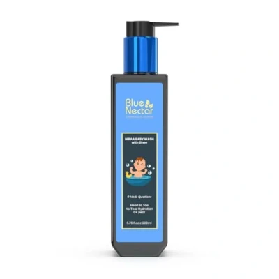 Image of Blue Nectar Baby Wash with Organic Ghee from Head to Toe No Tear Hydration (200ml, 9 Herbs)